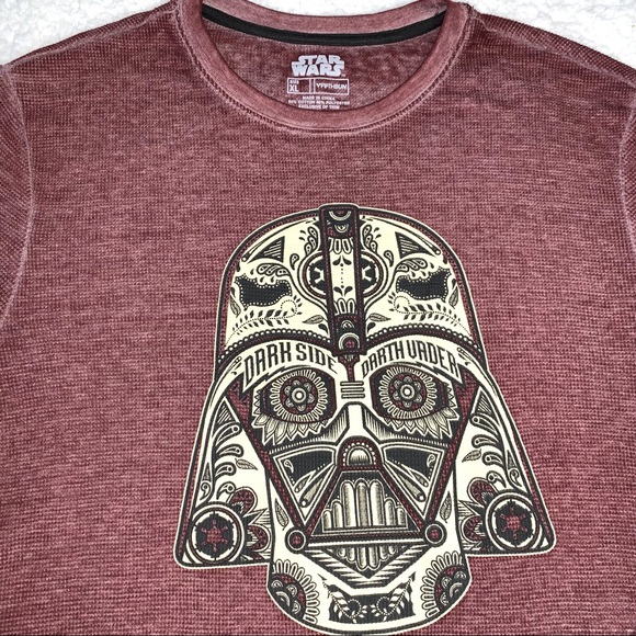 Star Wars Dark Side Darth Vader Head Men's Thermal Long Sleeve Shirt Size XL - Picture 3 of 5